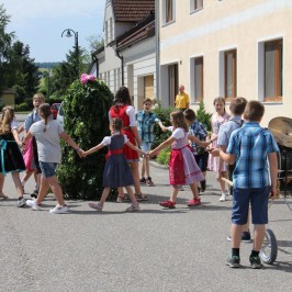 Královské letniční šaty z lupení Pfingstkini Patzmannsdorf